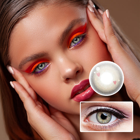 Heart colored contact lenses